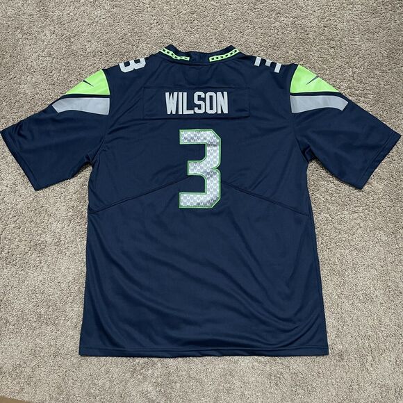 Seattle Seahawks Jersey #3 Russell Wilson Men XL Blue Nike NFL On Field 2021 - Picture 8 of 12